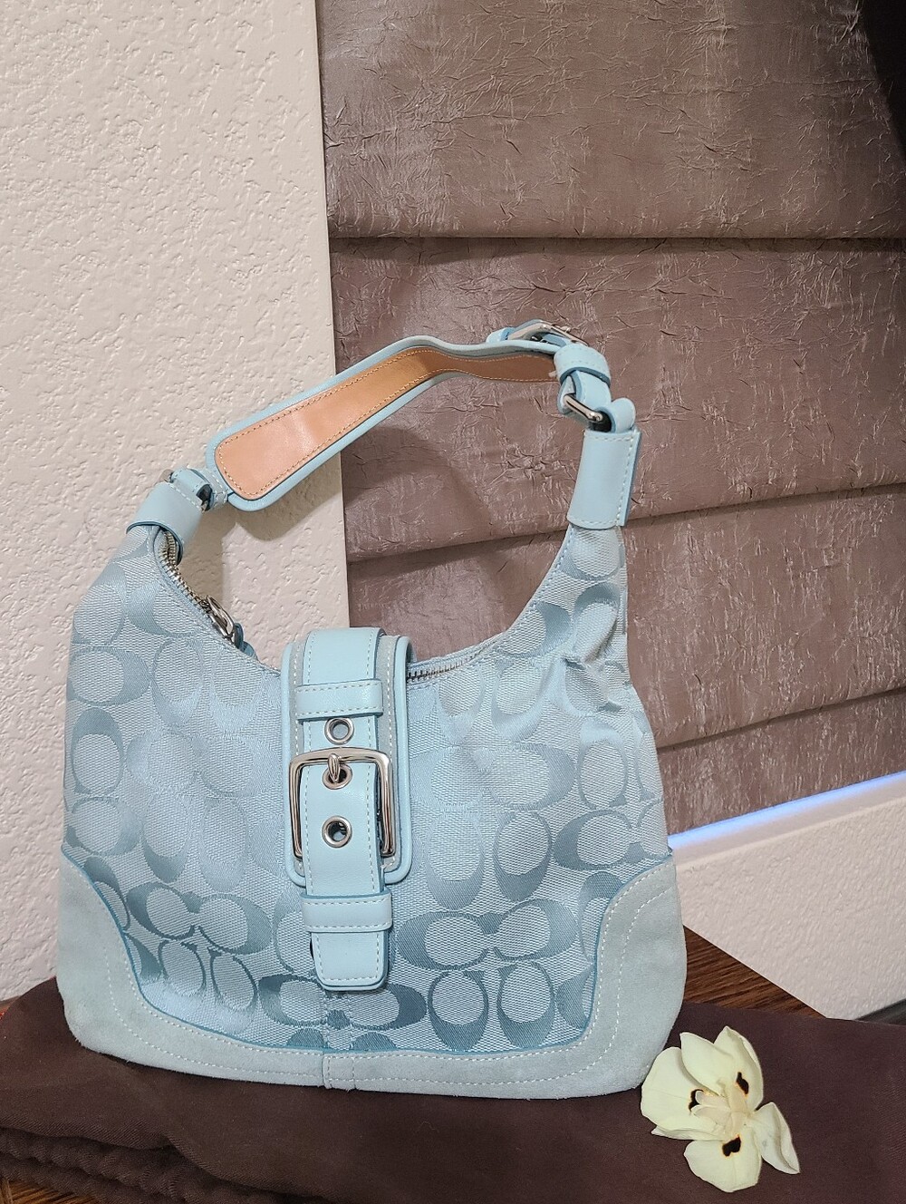 Coach Aqua Blue Signature C canvas Soho Bag- J6823